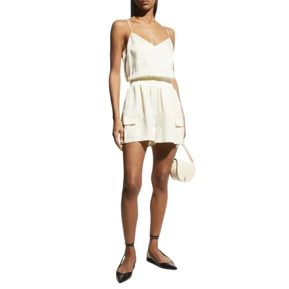 Cinq à Sept Tous Les Jours Amia Twill Romper Womens Size XS Ivory NWT $345 - Picture 3 of 15